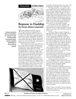 Response to Hardship: The Farmers Alliance Cooperative