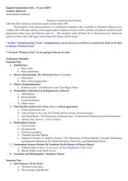 English Department, KUL, 3rd year (2007) Andrzej Antoszek