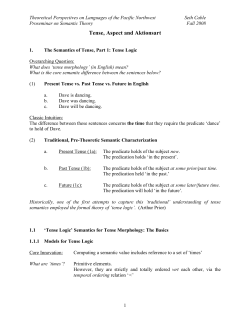 1. Tense, Aspect and Aktionsart