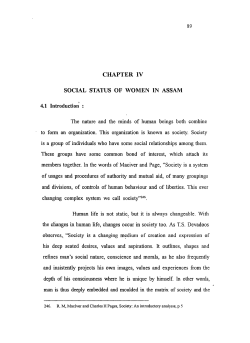 CHAPTER IV SOCIAL STATUS OF WOMEN IN ASSAM 4.1