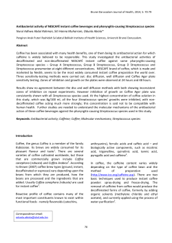 Antibacterial activity of NESCAF&Eacute; instant coffee beverages and