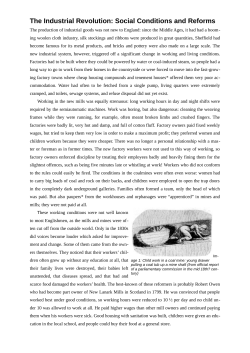 The Industrial Revolution: Social Conditions and Reforms, text and