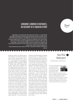 LANGUAGE LEARNING IN REFUGEES, AN