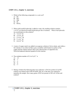 1 CHEM 1411, chapter 4, exercises CHEM 1411, chapter 4, exercises