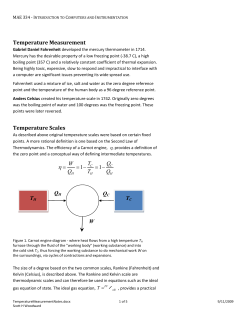 Temperature Measurement Temperature Scales TH TC QC QH W