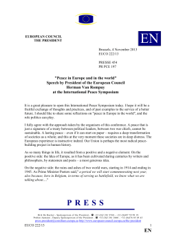 "Peace in Europe and in the world" Speech by President of the