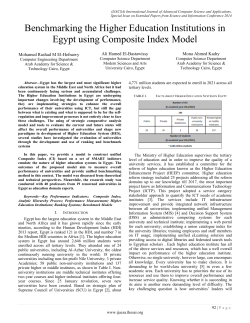 Benchmarking the Higher Education Institutions in Egypt using