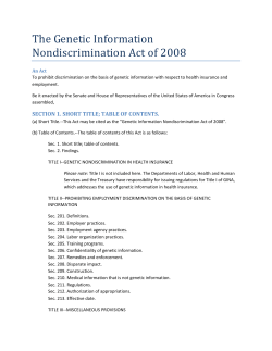 The Genetic Information Nondiscrimination Act of 2008