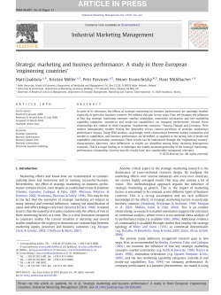 Strategic marketing and business performance: A study in three