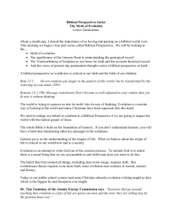 The Myth of Evolution, sermon notes by Lester