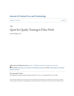 Quest for Quality Training in Police Work