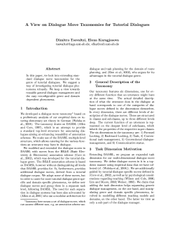 A View on Dialogue Move Taxonomies for Tutorial Dialogues