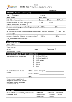 (HR-FO-705) Volunteer Application Form