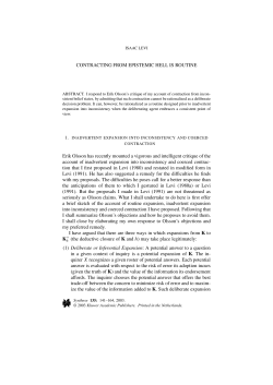CONTRACTING FROM EPISTEMIC HELL IS ROUTINE Erik Olsson