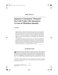 Japanese Consumers&middot; Demand for Cash Value Life Insurance: A