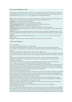 Terms and conditions of sale