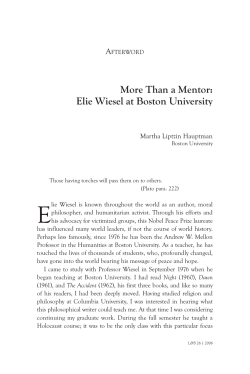 Afterword: More Than a Mentor: Elie Wiesel at