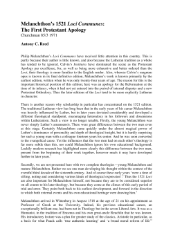 Melanchthon`s 1521 Loci Communes: The First