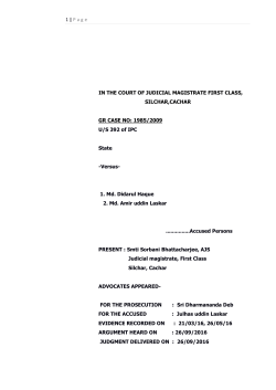 1 | Page IN THE COURT OF JUDICIAL MAGISTRATE FIRST CLASS