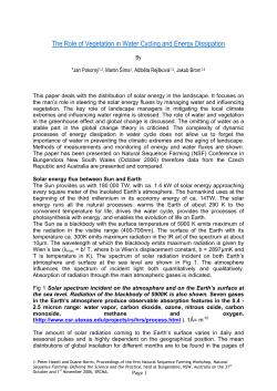 The Role of Vegetation in Water Cycling and Energy Dissipation