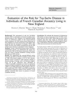 Evaluation of the Risk for Tay-Sachs Disease in