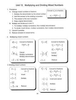 Unit 13 Multiplying and Dividing Mixed Numbers
