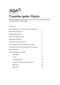 AS and A-level Physics Physics Transition guide