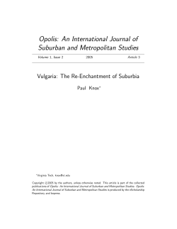 Opolis: An International Journal of Suburban and Metropolitan Studies