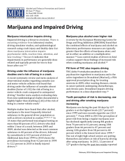 Marijuana and Impaired Driving fact sheet