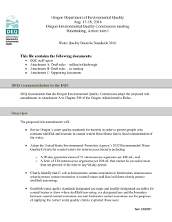 EQC Staff Report - Oregon Department of Environmental Quality