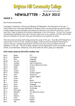 newsletter &ndash; july 2012 - Brighton Hill Community School