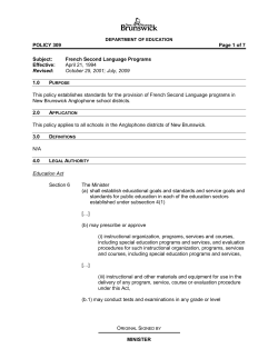 POLICY 309 Page 1 of 7 MINISTER Subject: French Second