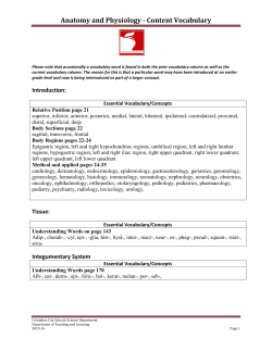 Anatomy and Physiology - Content Vocabulary