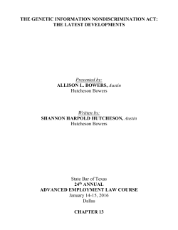 THE GENETIC INFORMATION NONDISCRIMINATION ACT: THE