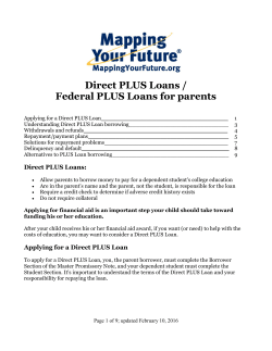 Direct PLUS Loans / Federal PLUS Loans for Parents guide