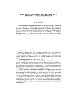 1 DISABILITIES, LAW SCHOOLS, AND LAW STUDENTS: A
