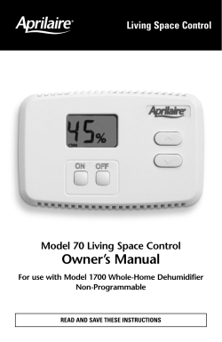 Model 70 Owners Manual