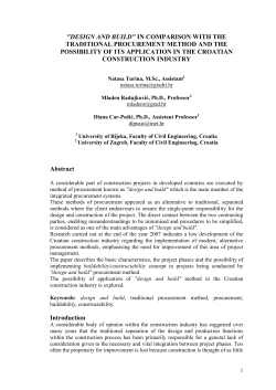 "DESIGN AND BUILD" IN COMPARISON WITH THE TRADITIONAL