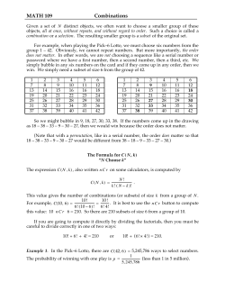 MATH 109 Combinations