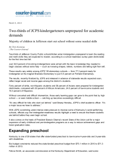 Two-thirds of JCPS kindergarteners unprepared