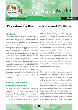 Bulletin 105 Freedom to demonstrate and petition
