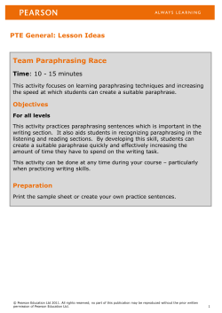 Team Paraphrasing Race