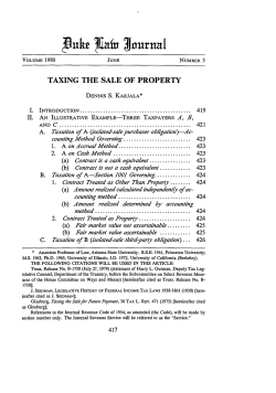 Taxing the Sale of Property - Duke Law Scholarship Repository