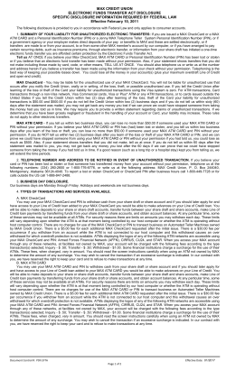 Electronic Funds Transfer Act Disclosure