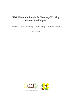 RDA Metadata Standards Directory Working Group: Final Report