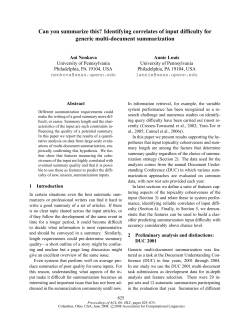Can You Summarize This? Identifying Correlates of Input Difficulty