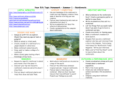 Year 5/6 Topic Homework – Summer 1 – Rainforests