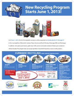 New Recycling Program Starts June 1, 2013!