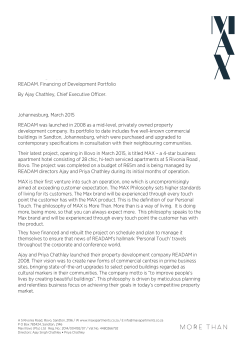 READAM. Financing of Development Portfolio By Ajay Chathley