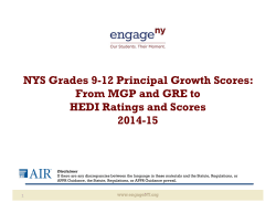 NYS Grades 9-12 Principal Growth Scores: From MGP and GRE to